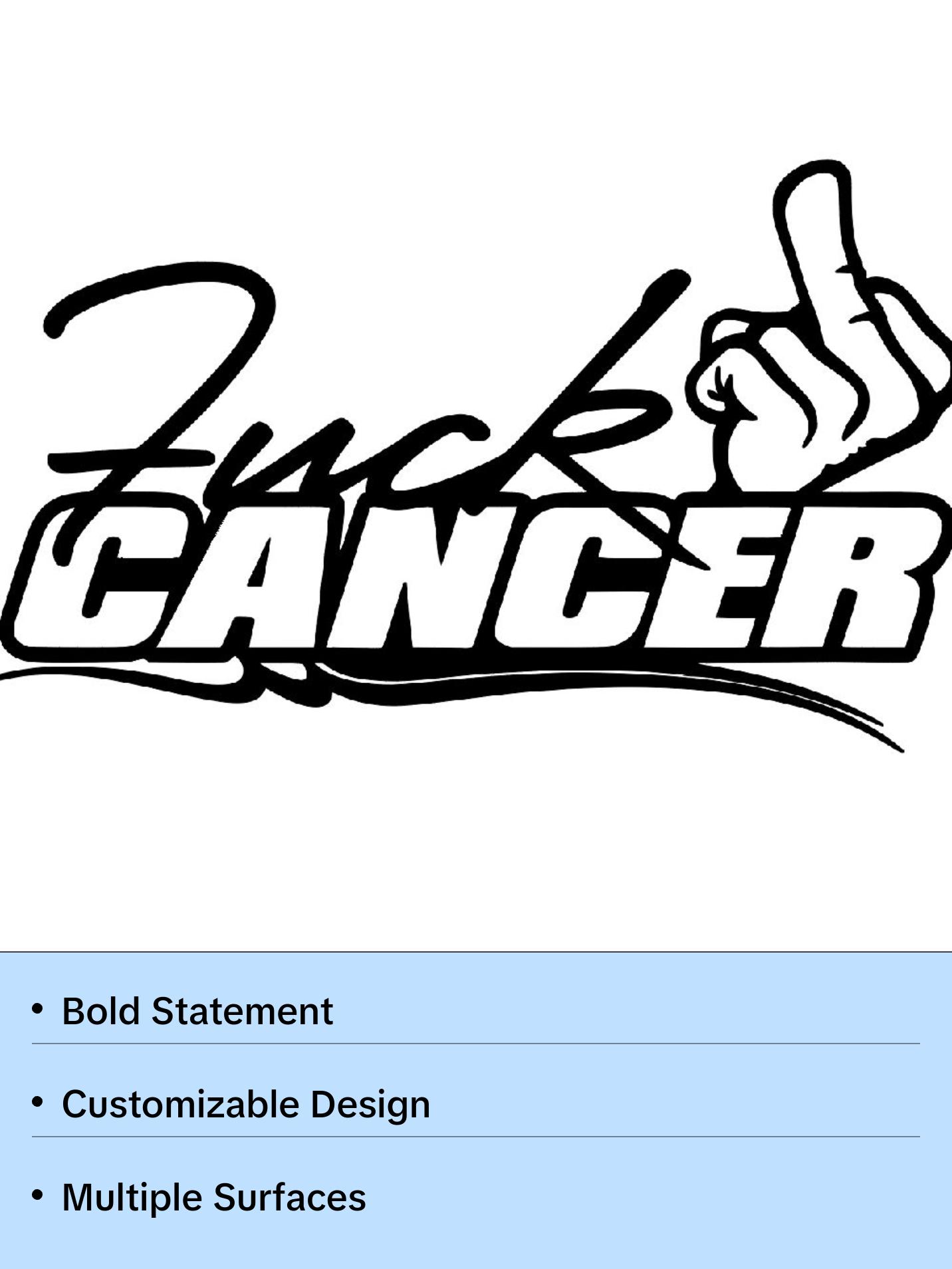 F Cancer 8x5 Inch Decal - "Fuck Cancer" Sticker for Car, Truck, Window, and Bumper - Customizable Design vinyl stickers Vehicle Exterior Decoration