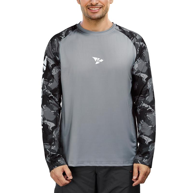 RODEEL 902 Long Sleeve Shirts Men UPF 50+ Sun UV Protection Lightweight Quick Dry Moisture Wicking Breathable Cooling Activewear for Outdoor Sport Gym Workout Hiking Camping Running Fishing Boating Construction Landscaping, Holiday Gift