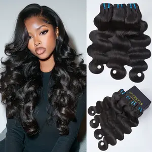 LUCKSTAR Premium 100% Virgin Human Hair Bundles Body Wave Burmese Curly Bundles & Burmese Curly Crochet Cuticle Aligned Double Drawn Ultra Thin Weft Color Ready for Sew In and Quick Weave