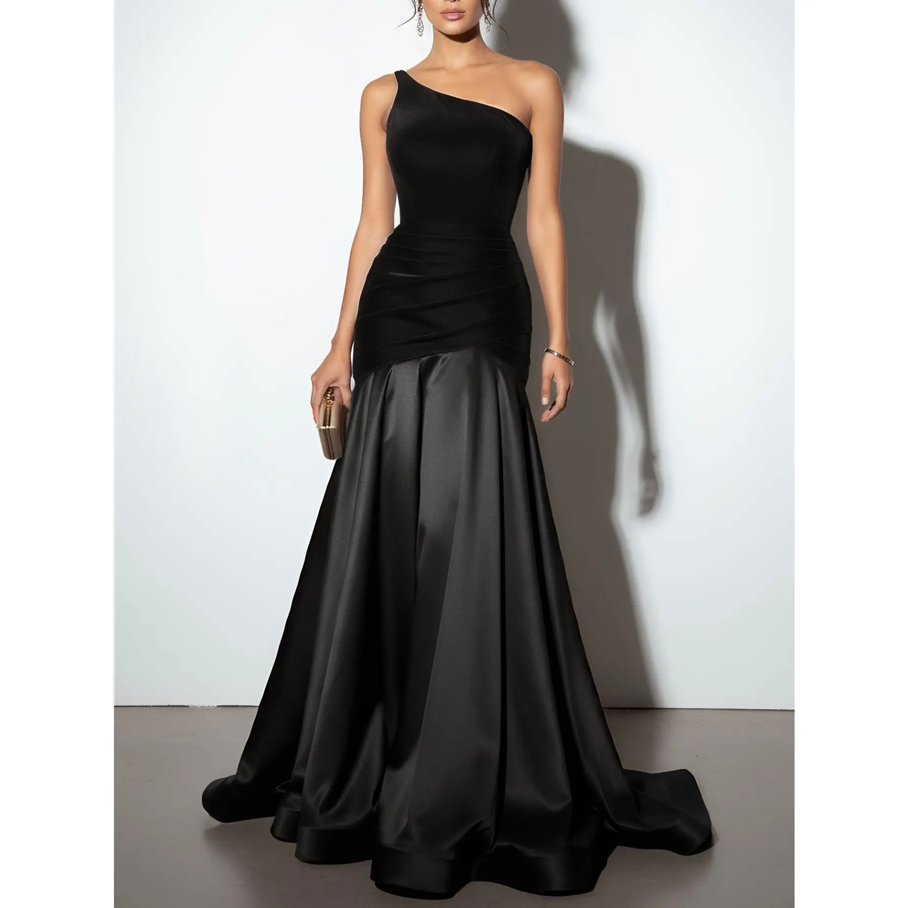 SYHAN 2026 Women's Elegant Luxurious Sleeveless Off-Shoulder A-Line Formal Evening Gown - Rhinestone Side Split Hem Style, Machine Washable Prom Dress for Weddings