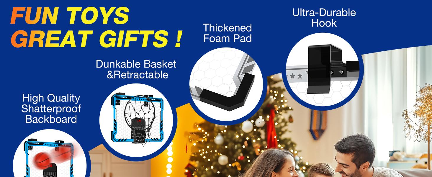 (Summer Turn-Up)Ropoda Mini BasketballHoop - Glow in The Dark Mini Basketball with Clear Polycarbonate Backboard, Durable Design, Easy Assembly & Storage Instructions, Summer Turn Up & Father's Day Deal