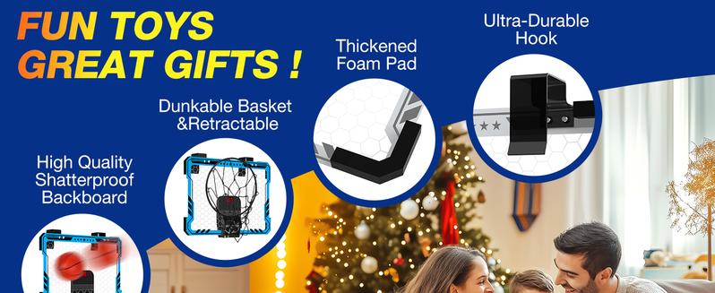 (Summer Turn-Up)Ropoda Mini BasketballHoop - Glow in The Dark Mini Basketball with Clear Polycarbonate Backboard, Durable Design, Easy Assembly & Storage Instructions, Summer Turn Up & Father's Day Deal