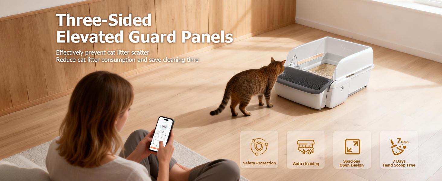 Magicscoop Automatic Cat Litter Box Self-Cleaning for Multiple Cats, Extra Large with App Control/Splash Guard/Safety Anti-Pinching Design/Odor Control Open-top Litter Box with Waste Bagh Bags & Scented Gel Magicscoop Automatic Cat Litter Box Self-Cleaning for Multiple Cats, Extra Large with App Control/Splash Guard/Safety Anti-Pinching Design/Odor Control Open-top Litter Box with Waste Bagh Bags & Scented Gel