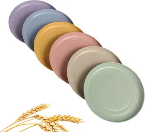 Wheat Straw Plates Lightweight Unbreakable Dinner Dishes Plates Set Dishwasher & Microwave Safe (Small 6 Pack 5.9') CAMBUY