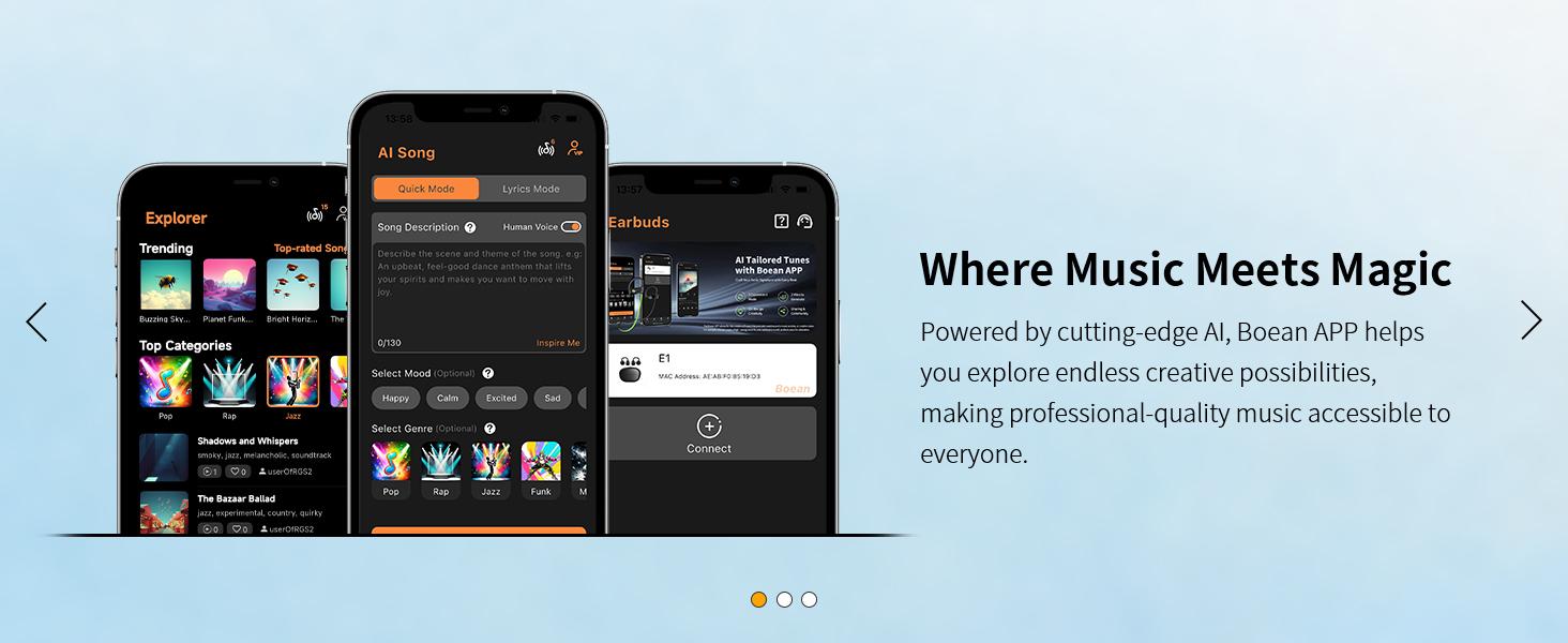 Wireless Bone Conduction Earbuds with AI Music Composition Model App IPX8 Waterproof Dustproof Headphone For Sports