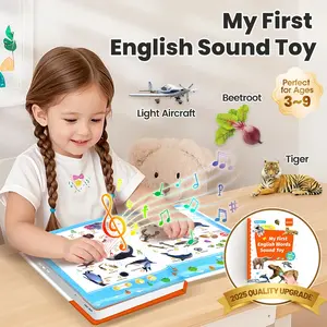 My First English Words Talking Sound Book, New Upgraded Edition, Kids Ages 1–6, 300+ Words, 13 Learning Themes, Interactive Press-to-Talk Educational Toy, Screen-Free Montessori-Inspired Learning for Toddlers Preschool Kids