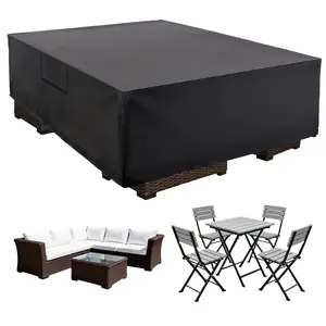 Outdoor Patio Furniture Cover Rectangular, 600D Heavy Duty Waterproof Cover with Air Vents & Adjustable Buckle Straps, UV Resistant for Dining Table Set & Sectional Sofa, Secure Fit in Windy Conditions