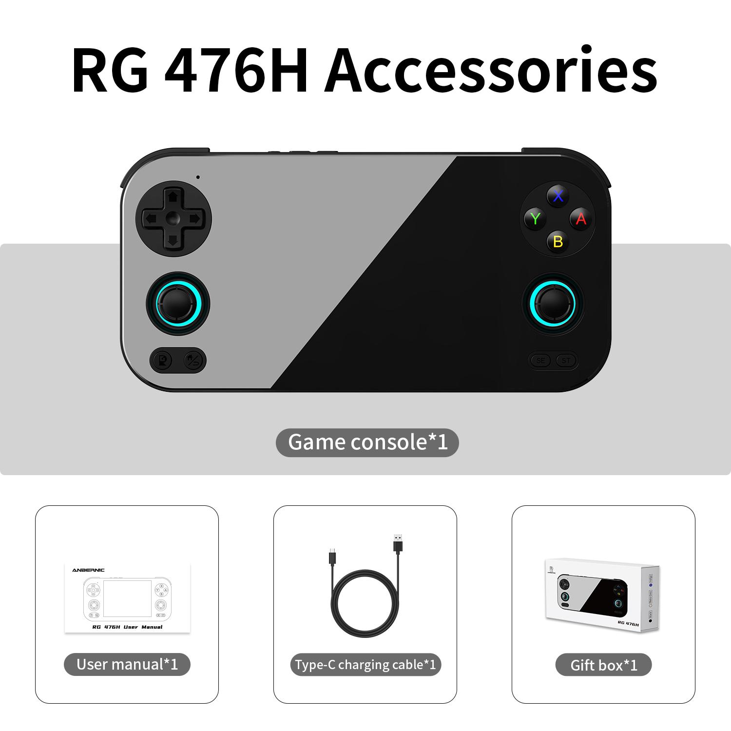 ANBERNIC RG 476H Retro Handheld Game Console RG476H Android 13 Battery 5000mAh Large-angle 3D Hall joystick Unisoc T820 4.7 Inch LTPS Touch Screen 1080 DP Output Streaming Gift