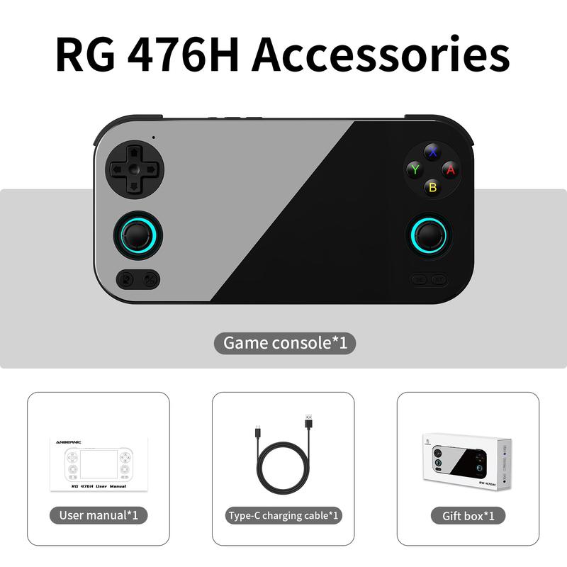 ANBERNIC RG 476H Retro Handheld Game Console RG476H Android 13 Battery 5000mAh Large-angle 3D Hall joystick Unisoc T820 4.7 Inch LTPS Touch Screen 1080 DP Output Streaming Gift