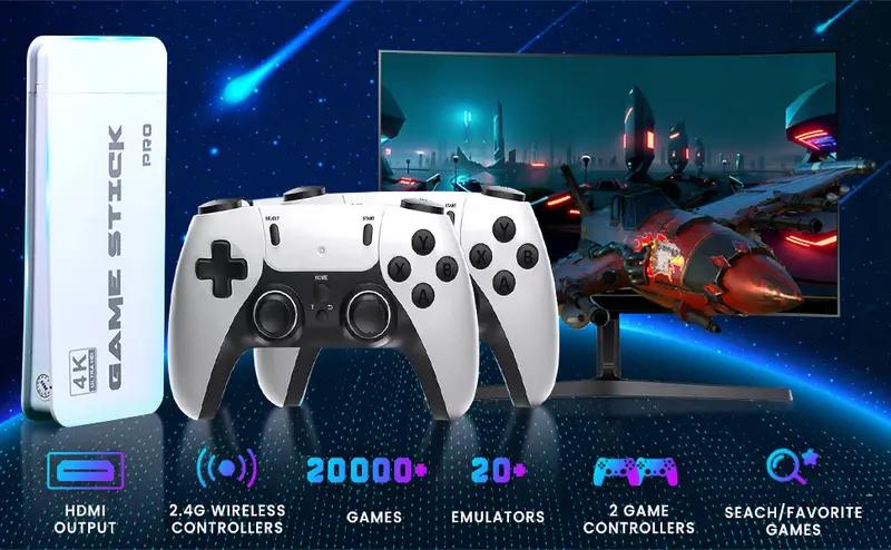 20000+ Games Wireless Retro Game Stick, Vintage Game Stick 4K HD Output System, 2.4G Wireless Controllers, 64GB TF Card for All Ages - Console,TikTokShopBlackFriday,Halloween Christmas New Year Gift