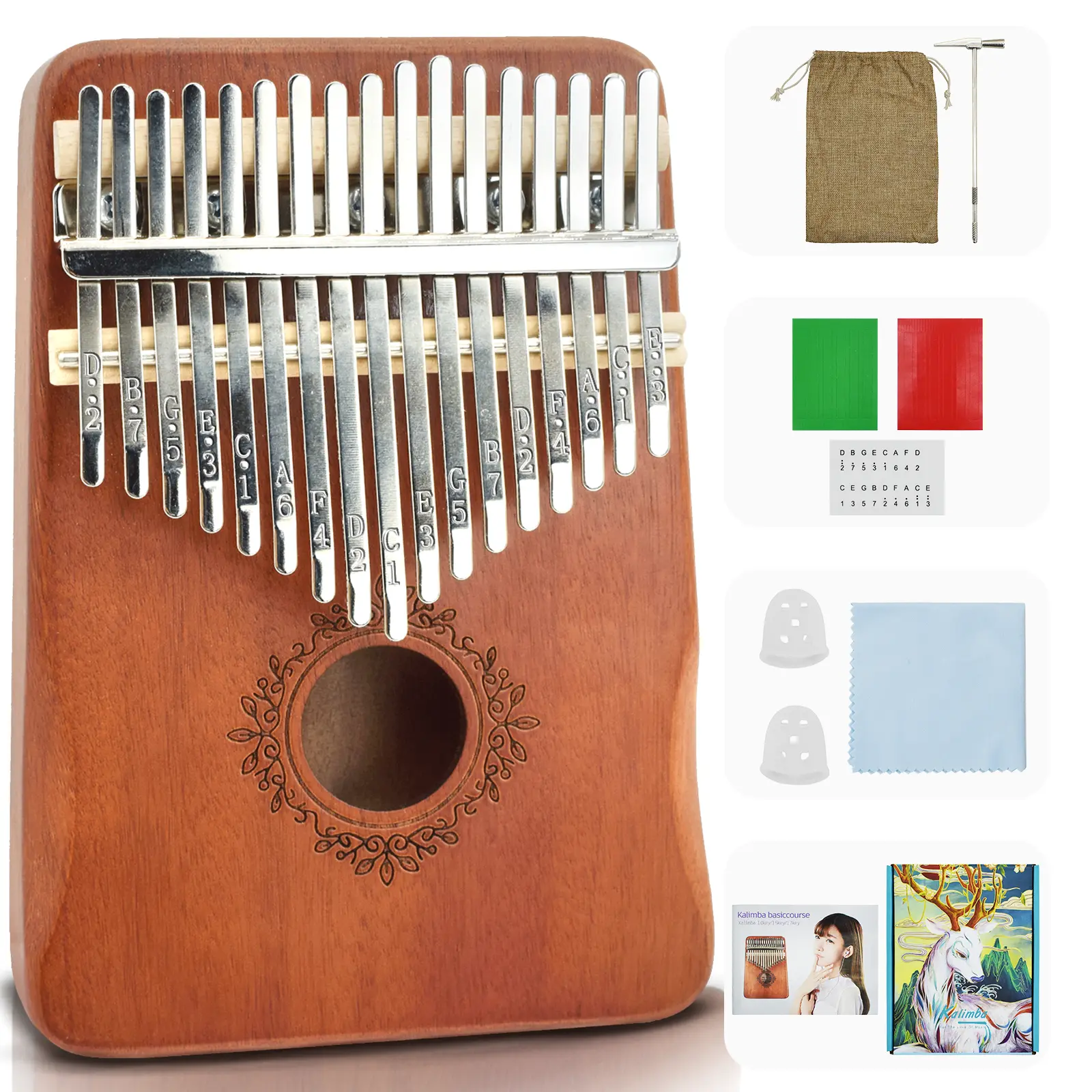 FINDAMAZE Wooden 17-Key Kalimba Thumb Piano - Portable Mbira Musical Instrument, Birthday Gift for Teens Boys, Beginner-Friendly Music Accessory, Toy