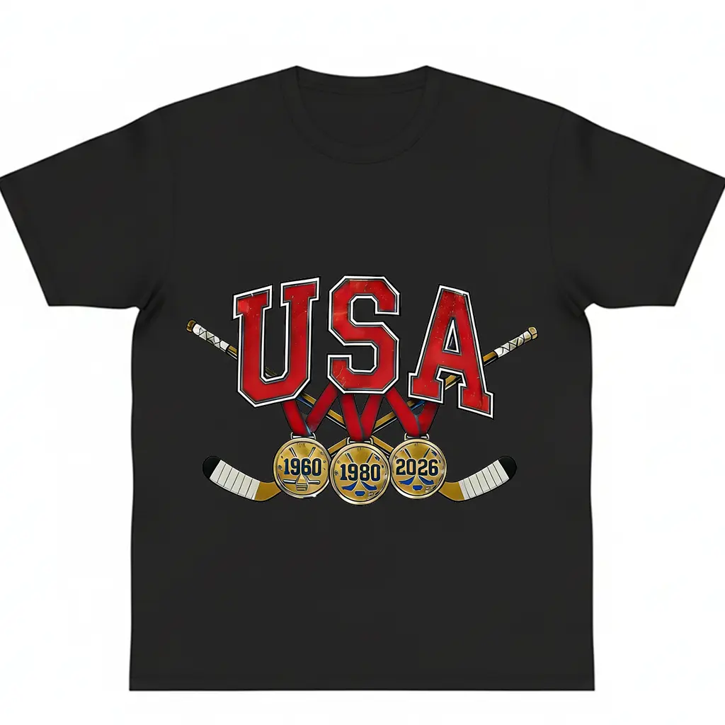 USA Hockey Gold Medal shirt1960 1980 and 2026 Games Tee USA Ice Hockey Sports graphic tees Goalie USA Ice Hockey  y2k cotton fashion Streetwear Lover Gift Top Trending