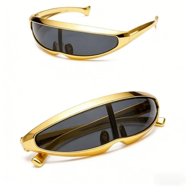 Unisex Y2K Futuristic Flat Top Sunglasses With UV400 Protection, Trendy Lightweight Eyewear For Everyday Use, Outdoor Activities And Casual Streetwear