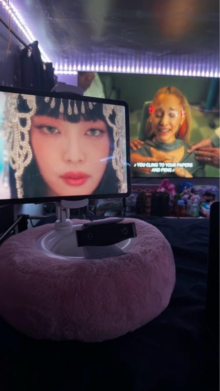 Tablet Stand Pillow / IPad Holder - 360° Adjustable Phone Holder for iPad, iPhone, Samsung, Google & Kindle, Soft Plush Fabric, Pink Color - Smartphone, Computer