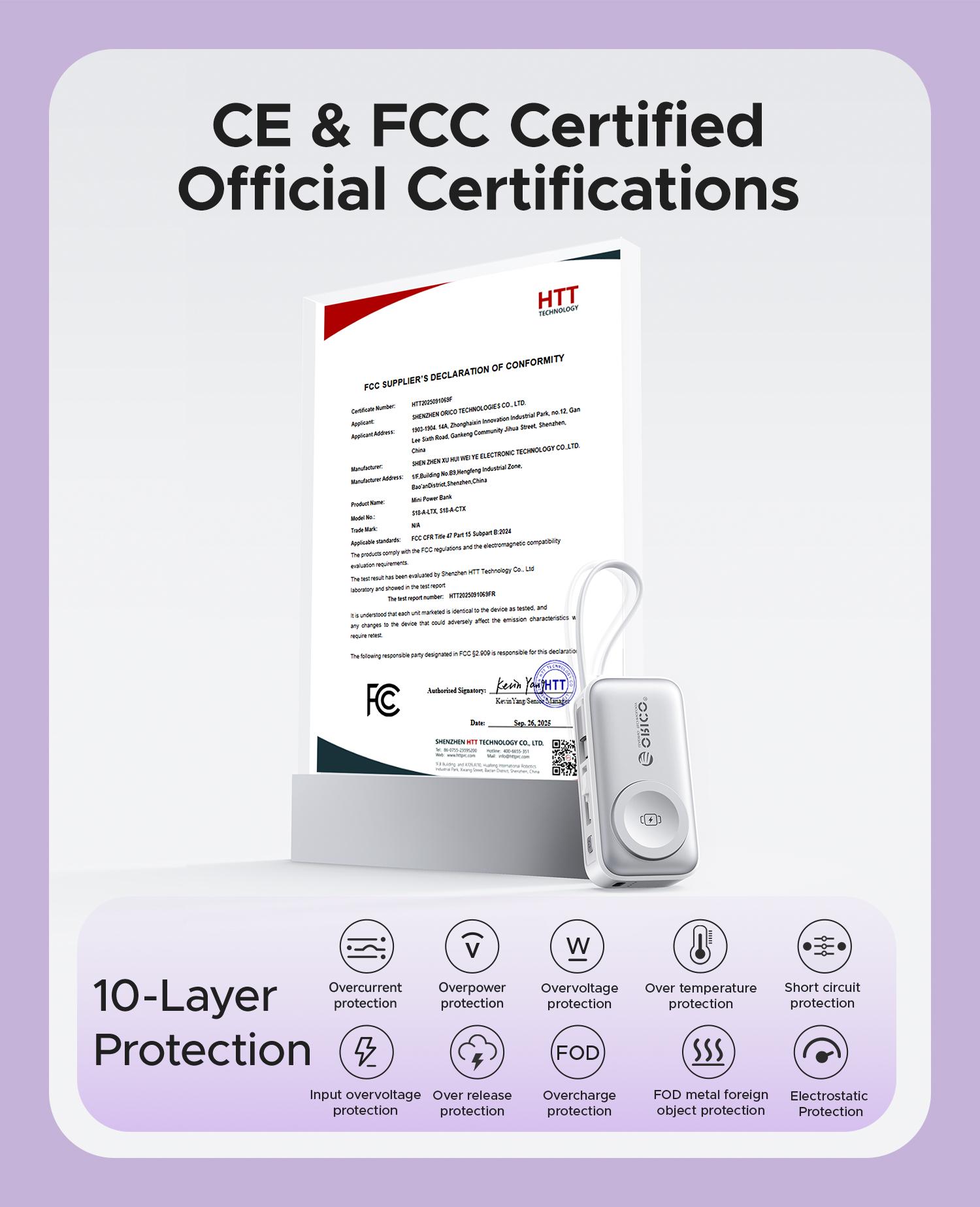 Orico 3-in-1 Portable Power Bank with Integrated Cable, Watch Wireless Charging, and Foldable Wall Plug – Compact Fast-Charge Battery for iPhone & Android - S18