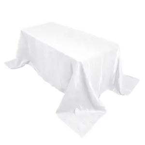 Taffeta 90"x132" Rectangle Tablecloth White - Seamless Accordion Crinkle Design for Sophisticated Gatherings