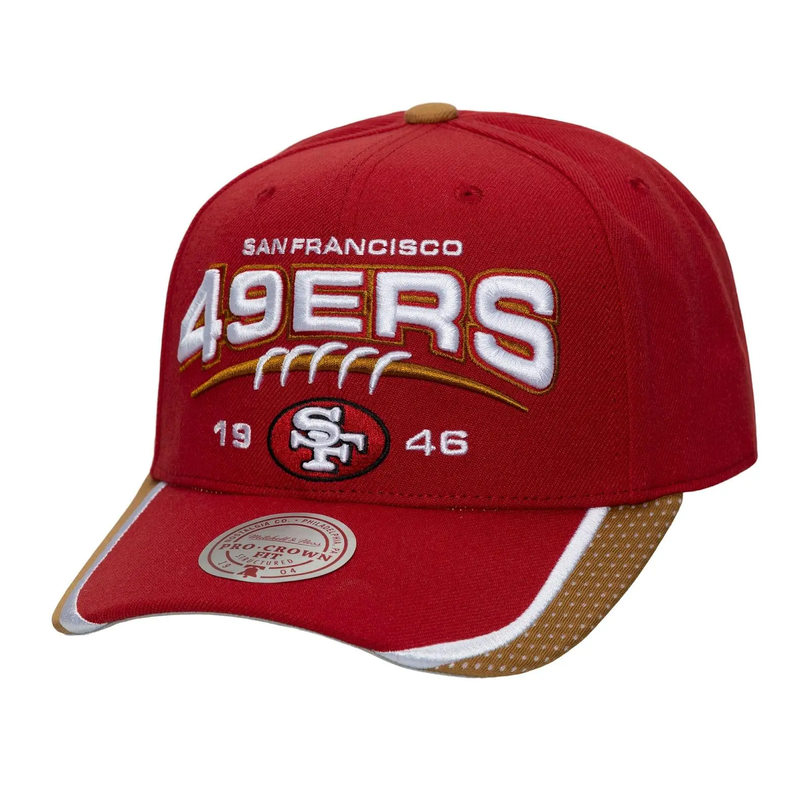 San Francisco 49ers Scarlet Pro Crown Snapback Hat, Casual Cotton Graphic Design, Machine Washable, Regular Fit