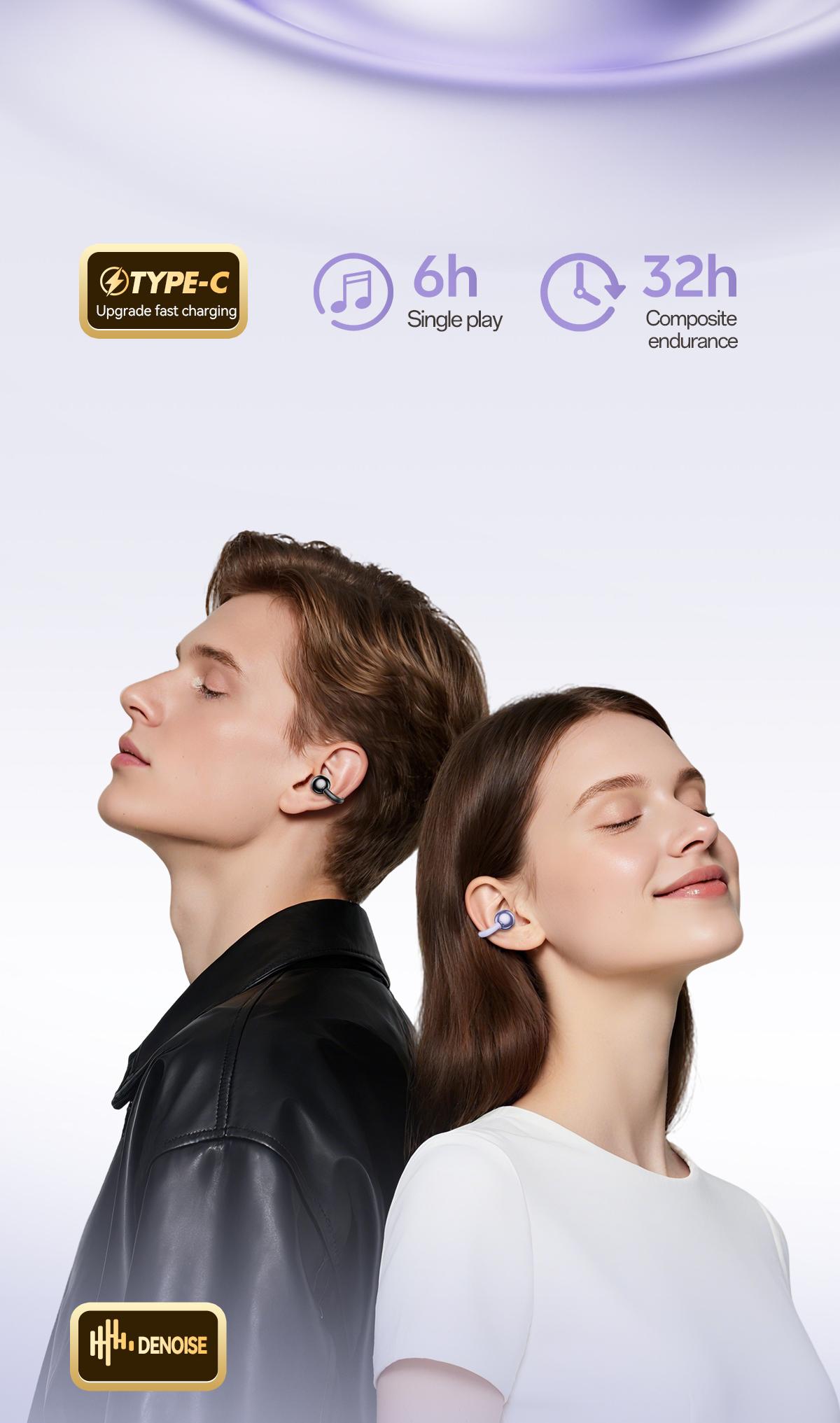 CHENRUIDA GL8 Clip On Wireless Headphones with 2025 Bluetooth 6.0 for Faster Stable Connection Low Power Use DT6.0 Pulse Directional Tech 360° ACS Panoramic Sound IPX7 Waterproof Audio Earbuds for Music&Calls Comfortable for Sports New Ear Accessories TWS