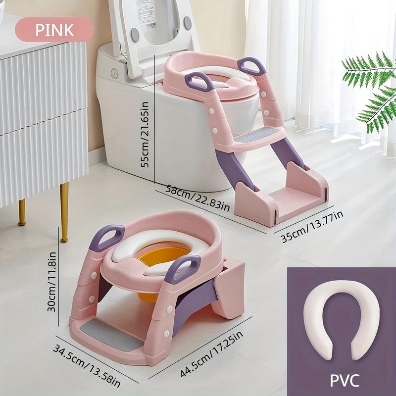 Essential Potty Training Seat - Adjustable Sturdy Non-Slip Toilet Chair with Step Ladder Comfort Grip Handles & Splash Guard for Easy Training Safety Collapsible Design