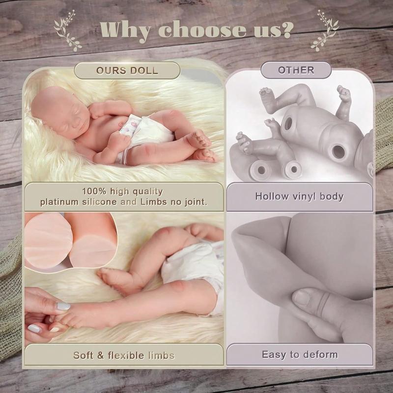 BABESIDE Full Body Silicone Reborn Baby Dolls - 16 Inch (Weight 4 lb) Weighted Full Silicone Realistic-Newborn Baby Doll Real Life Baby Dolls with Complete Accessories & Gift Box