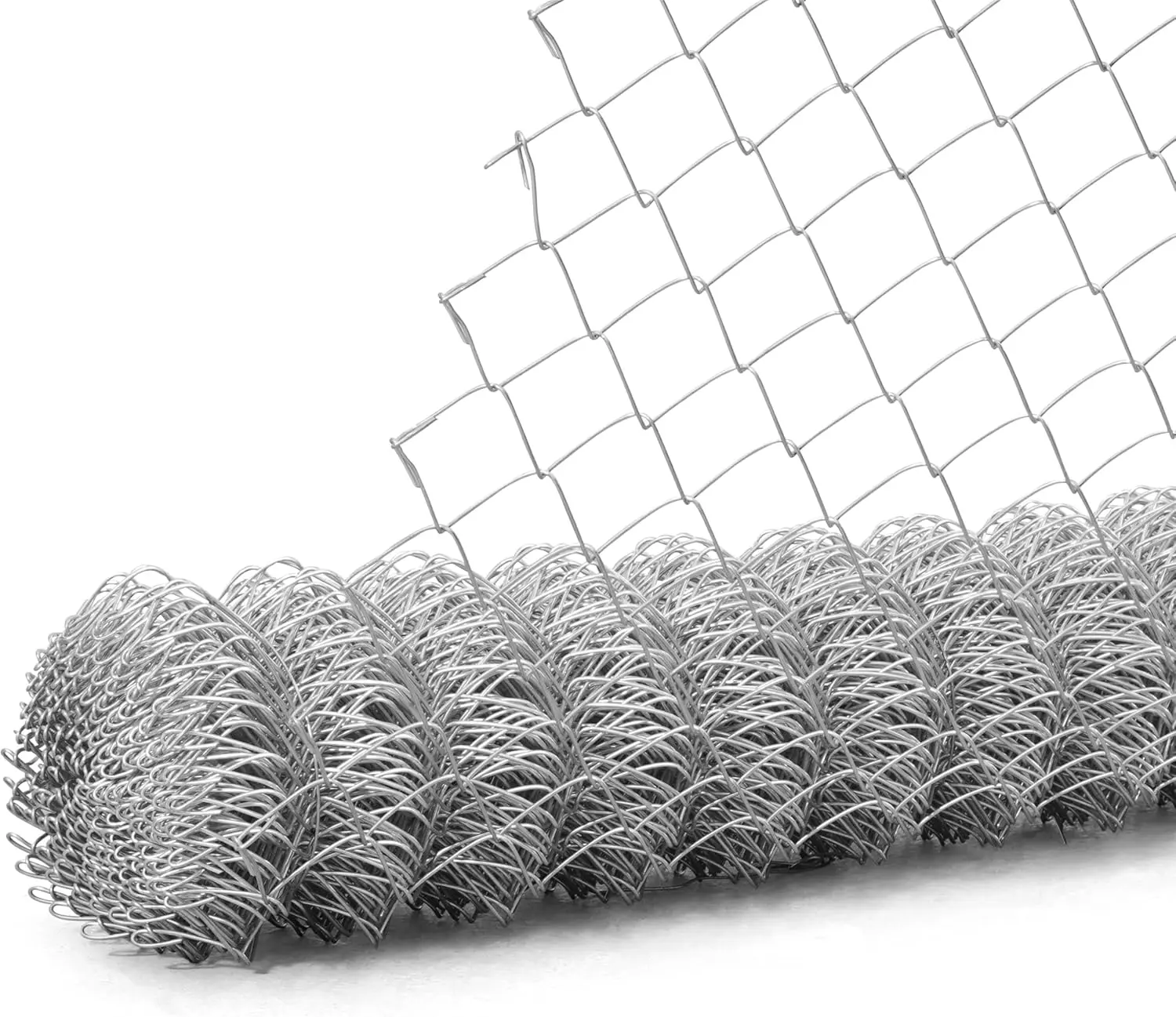 Fencer Wire 11.5 Gauge Galvanized Steel Chain Link Fence Fabric, Diamond Mesh Size 2-3/8 Inch, Galvanized Fencing Wire Roll for Home Improvement and Animals Enclosure