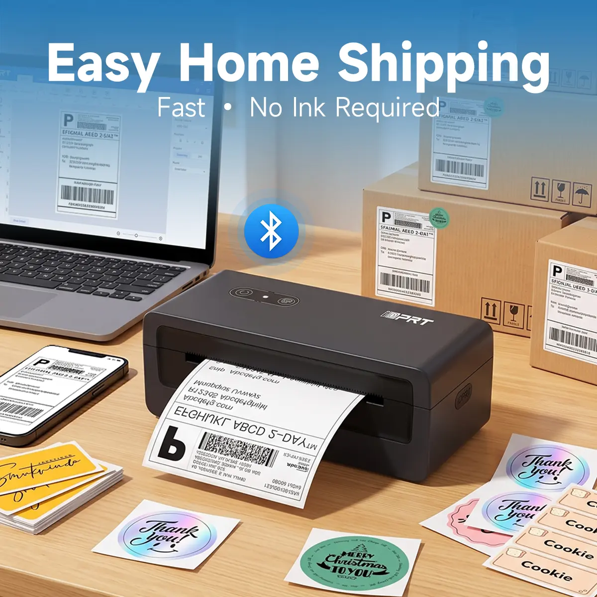 Hanin SP460BT 4x6 Bluetooth Monochrome Thermal Label Printer - High-Speed Portable Thermal Printer for Shipping Labels, Small Business Use, Home Organization#SummerWins #DealsForYouDays,back to school,back to school haul