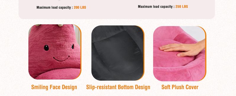 24/31 Inch Bean Bag Chair Padded Toddler Bean Bag Sofa with Padded Bean Bag Chair for Boys and Girls Beige Purple Eggplant Design