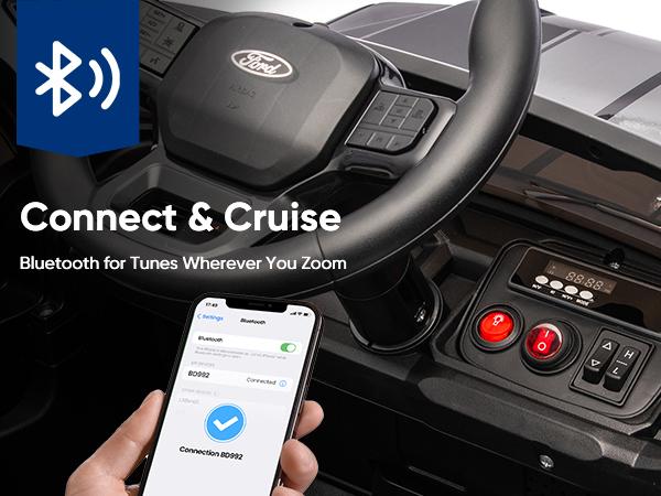 Hikiddo Kids Ride on Car Licensed Ford-Shelby F-150 24V Electric Car Toys for Kids Toddlers w Remote 400W Motor with Bluetooth Music Player Storage Trunk & Three Point Safety Belt