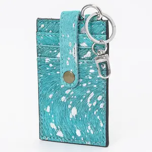 American Darling Card Holder Genuine Full Grain Leather Handcrafted Western Wallet with Hair-On Cowhide and Keychain