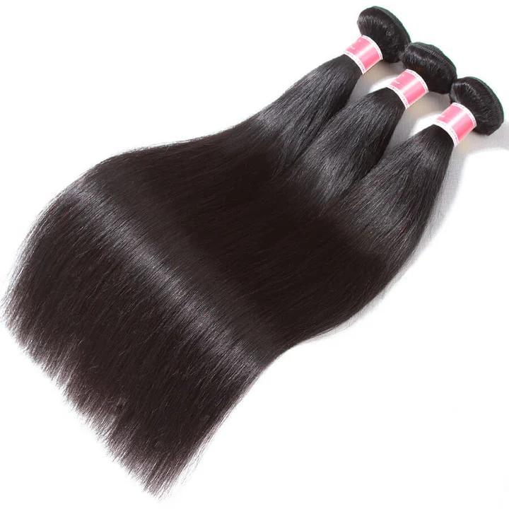 Pizazz Hair 10A Grade Brazilian Straight Hair 100% Virgin Human Hair Bundles 12-30 Inch Straight Weave Extensions