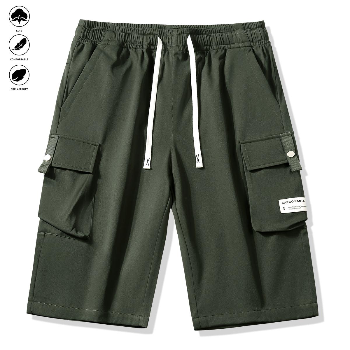 Men's Work Cargo Pants, 4 Pack, Elastic Waistband with Drawstring Closure, Multi-Pocket Design, Regular Fit, Casual Workwear Style