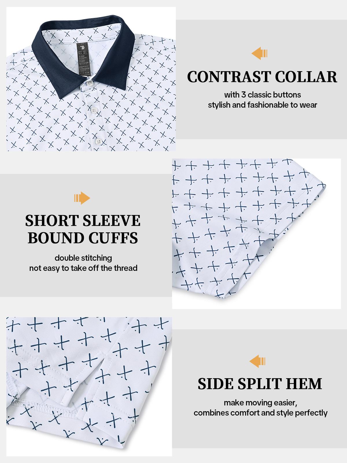 GOPUNE Men's Classic Polo Shirts Short Sleeve 3-Button Fashion Golf Polo Moisture Wicking Athletic Tennis T-Shirts Casual Contrast Collared Work Printed Polo Shirts Sports Tops #SpringFresh