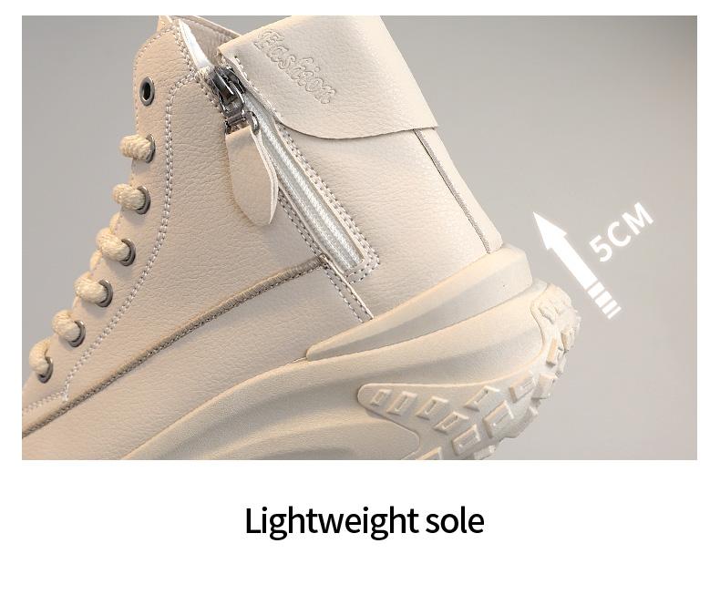 Spring and Autumn new arrival high-top shoes, round toe, thick sole for added height, soft sole, casual sneakers, street style white shoes.