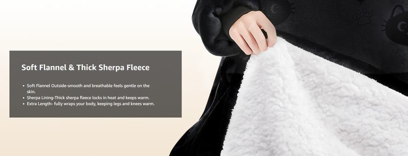 Wearable Blanket Hoodie for Adults, Cozy Oversized Sherpa & Flannel Sweatshirt with Giant Pocket, Gifts for Women