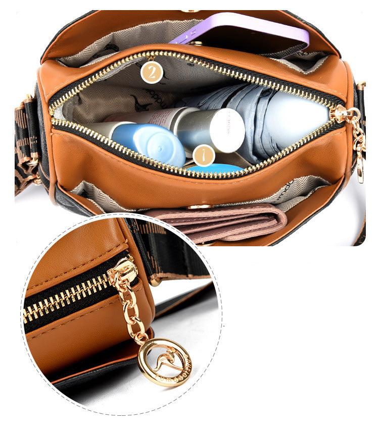 Fashion Diamond Pattern Large Capacity 3-Layer Crossbody Bag White/Black Spacious 3 Compartments Adjustable Strap for Daily Outings Work Shopping Travel