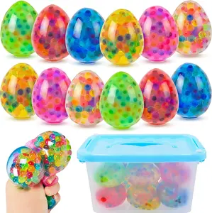 12 Pcs Easter Egg Stress Balls – Squishy Squeeze Fidget Toys for Adults & Kids, Stretchable Stress Relief Balls for Easter Basket Stuffers, Party Favors & Gifts