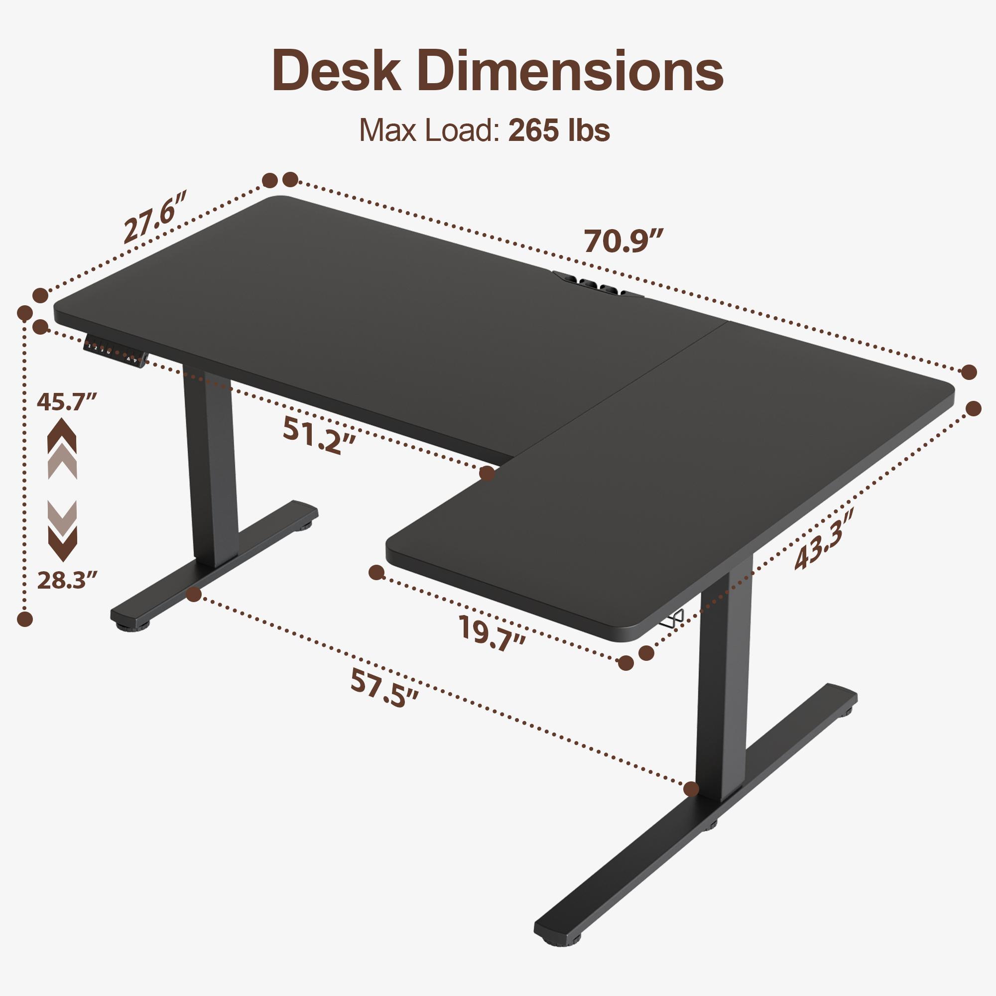 63 / 71 Inch Dual Motor Electric Adjustable Standing Desk, Computer Desk with USB-Ladeanschluss, Home Office Desk with Memory Controller,265 lbs Weight Capacity,Gaming Desks Gifts for Men and Women,Black/White/Rustin Brown/Oak