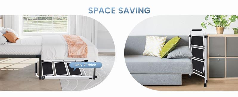 Step Ladder, 3 Sturdy Step Stool with Anti-Slip Pedal & Comfortable Handrail, 330lbs Capacity, Portable Heavy Duty Step Stool for Kitchen, Garage & Outdoor Use