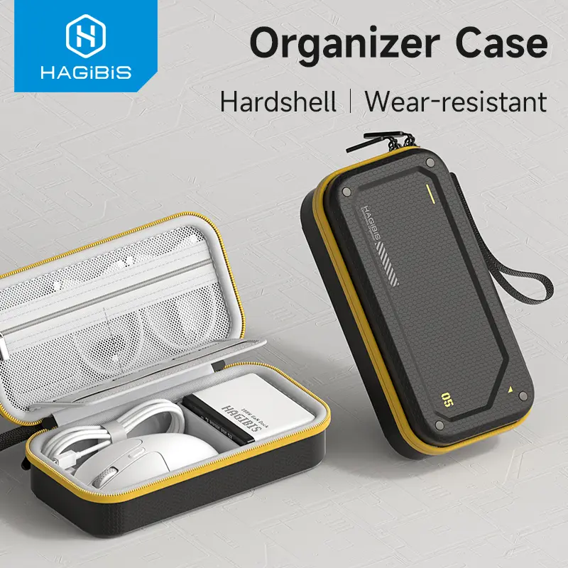 HAGIBIS Travel Organizer Set - EVA-PU Hardshell Pouch Travel Bag, Portable Hard-Shelled Case for Mouse, Charger, Cables, Computer Accessories, Hard-Shelled Travel Bags
