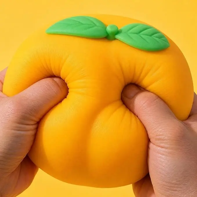 Cute Orange Fruit Fidget Squeeze Toy, Novelty Desk Stress Toy & Party Favor Gift