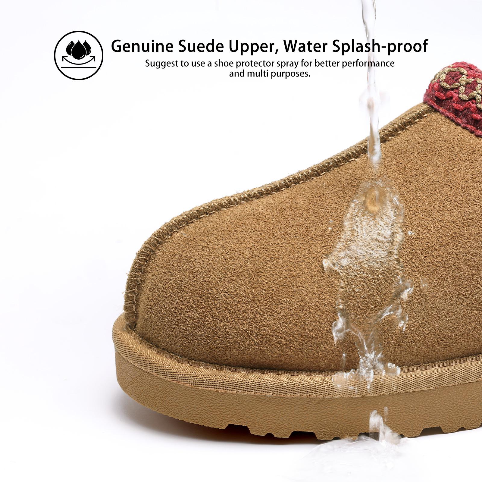 KIDMI Womens Suede Braided Slippers Mini Boots with Fluffy Fur Lining Short Ankle Boots for Autumn Winter Warm Casual Comfort Shoes Outdoor Waterproof House Shoes