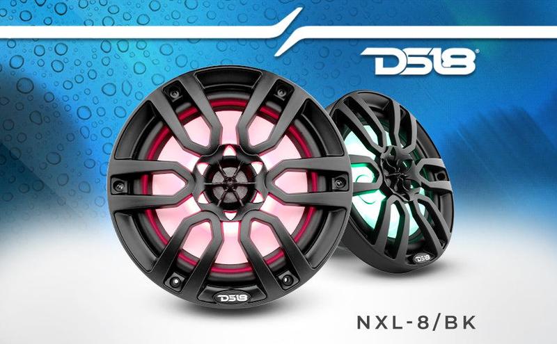 NXL 8" 2-Way Coaxial Marine Speaker With LED RGB Lights 125 Watts Rms 4-Ohm -Black