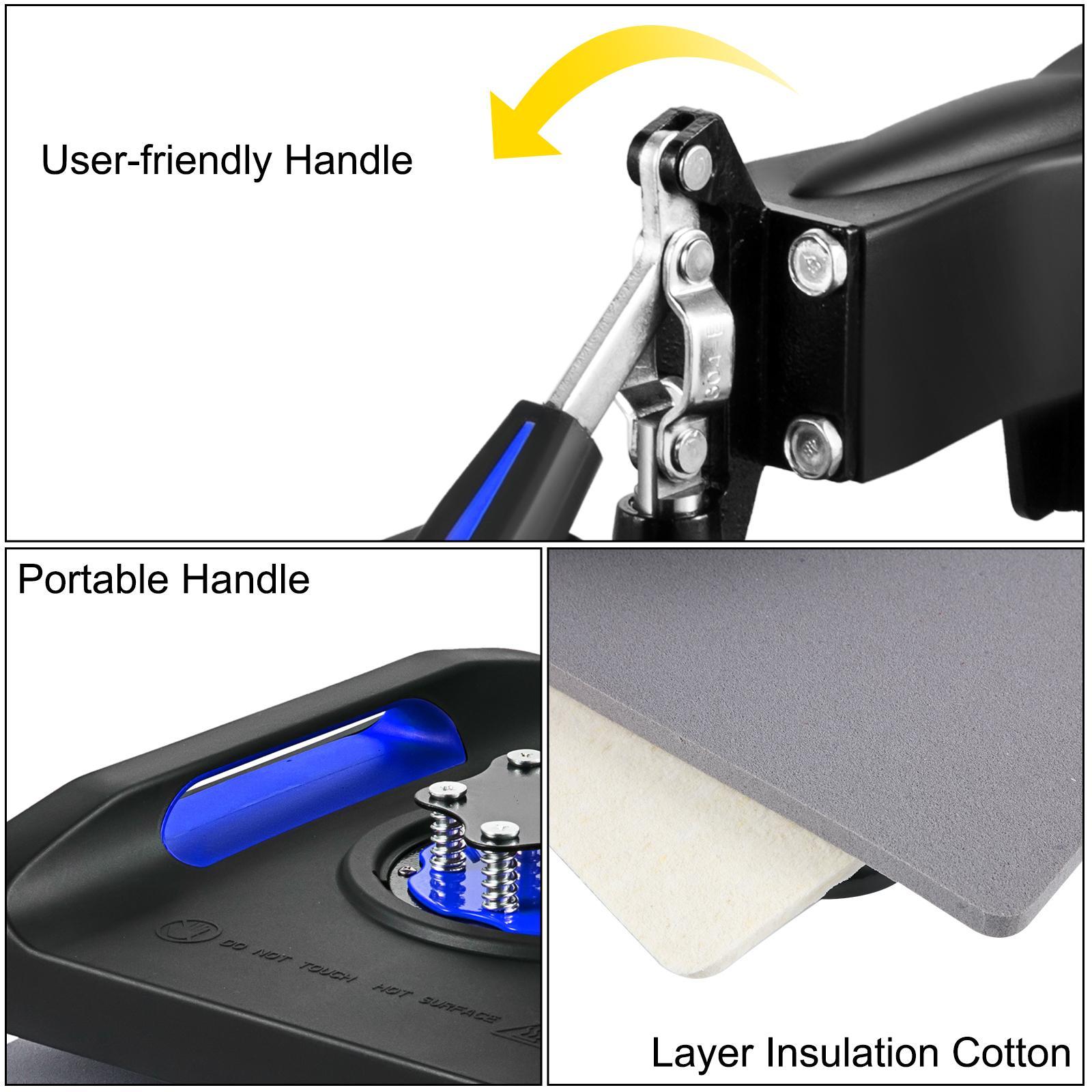 VEVOR Heat Press Machine 15 x 15 Inch 8 in 1 Heat Press 800W Sublimation Machine 360° Rotation Swing Away 8 in 1 Shirt Printing Machine Dual-Tube Heating for DIY T-Shirts Cap & Mugs Blue VEVOR Heat Press Machine 15 x 15 Inch 8 in 1 Heat Press 800W Sublimation Machine 360° Rotation Swing Away 8 in 1 Shirt Printing Machine Dual-Tube Heating for DIY T-Shirts Cap & Mugs Blue