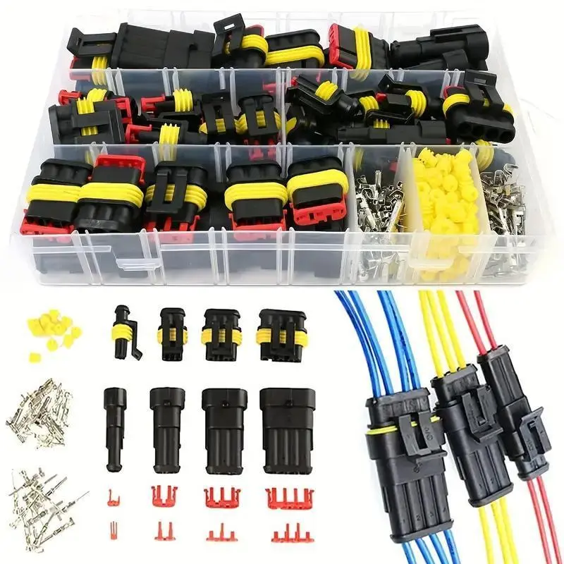 Car Waterproof Connector Set, Automotive Universal 1/2/3/4 Hole Terminal Plug Kit, Waterproof Car Wire Connector, Suitable for Car Motorcycle Truck Boat, Easy Installation, Terminal Connectors