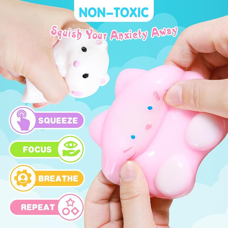 Squishy Toys Stress Relief Soft Squeeze Fidget Toy with Cute Cat Paw Simulated Food Animals Squishies Toy for Party Christmas Halloween Birthdays Ideal Gift