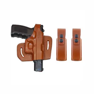 ALIS344202 Leather Pancake Holster Open-end Thumb Break RH & 2 Single Mag Pouches for Colt 1911 & All Other 1911 Models Handmade!