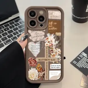 1pc Cross Text Collage Pattern Collage Design Mobile Phone Case Case for iPhone 17 Air 16 15 14 Pro Max 13 12 11 XR XS Plus Shockproof Full Camera Protection Durable slim Silicone Cover