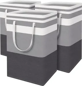 3-Pack Large Laundry Baskets – 75L Freestanding Waterproof Collapsible Hampers with Easy Carry Handles, Foldable Storage for Clothes, Towels, Toys, Perfect for Home, Dorm & Laundry Room, Gradient Grey