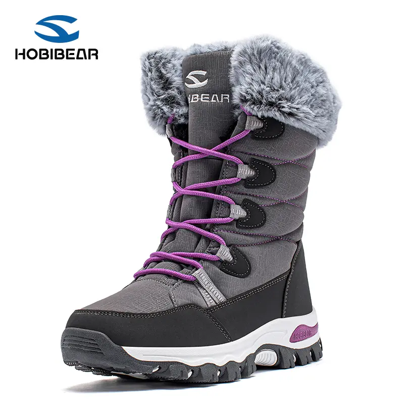 HOBIBEAR Women's Snow Boots, Waterproof Insulated Winter Footwear, Mid-Calf Lace-Up with Faux Fur Lining, Cushioned Footbed and All Weather Grip, Reinforced, Outdoors, Rubber tiktokshopbacktoschool, Shoe, Moisture-Wick,back to school,back to school haul
