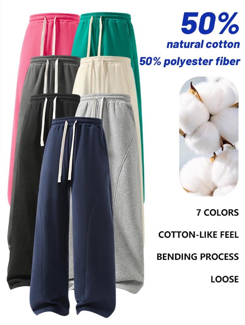 Men's Fleece Thermal Lined Sweatpants  Oversize Drawstring Waist Casual Loose Pants for Fall Winter School Season Daily Wear Stylish Menswear